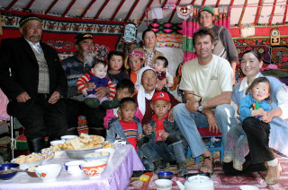 Tom with a Kazakh family