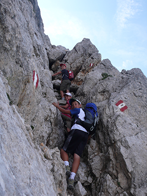 mountain climbing in the Dolomites