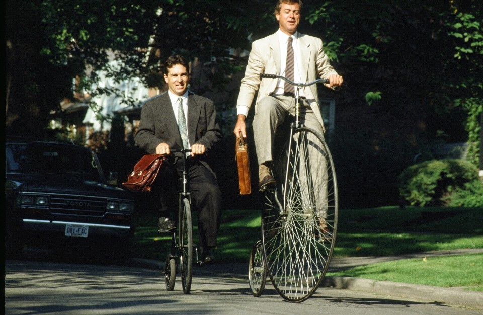 George Butterfield on a penny farthing bike