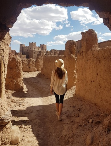 Orsolya Kako exploring the streets of Skoura