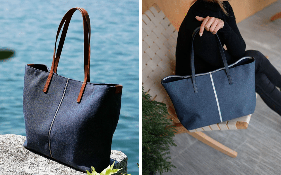 Nosetta blue leather tote bag