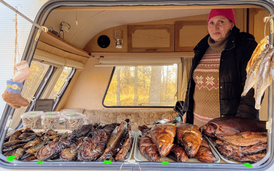 A smoked fish vendor at Lake Peipus, Estonia